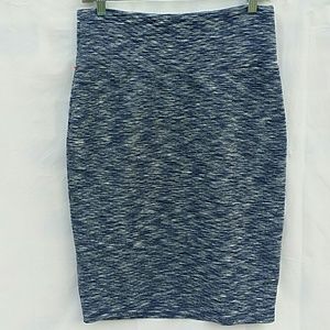LuLaRoe Cassie Quilted Pencil Skirt Blue Black M5